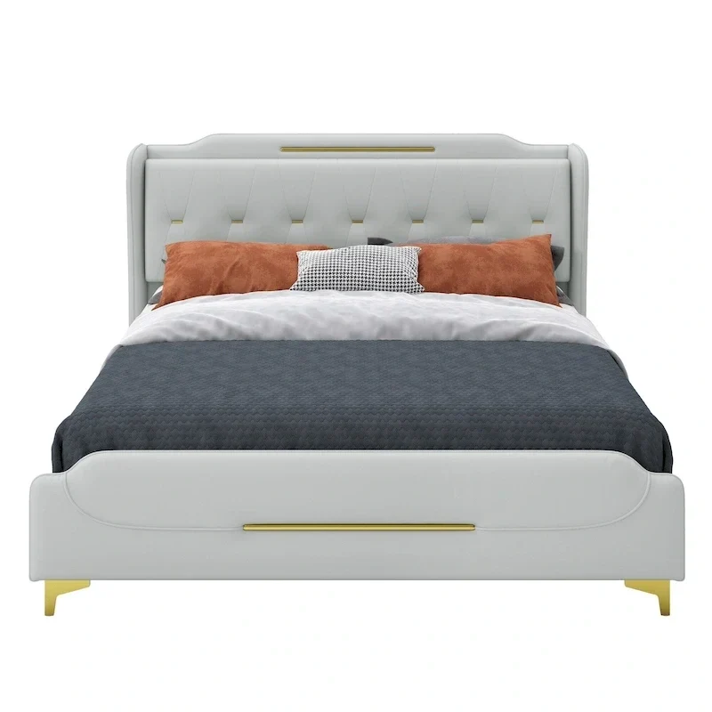 Modern Upholstered PU Leather Bed