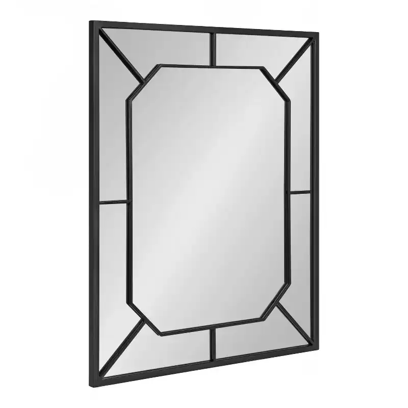 Rectangle Wall Mirror – Black Iron Inlay, Dimensional Design, 22.75x28.88 in