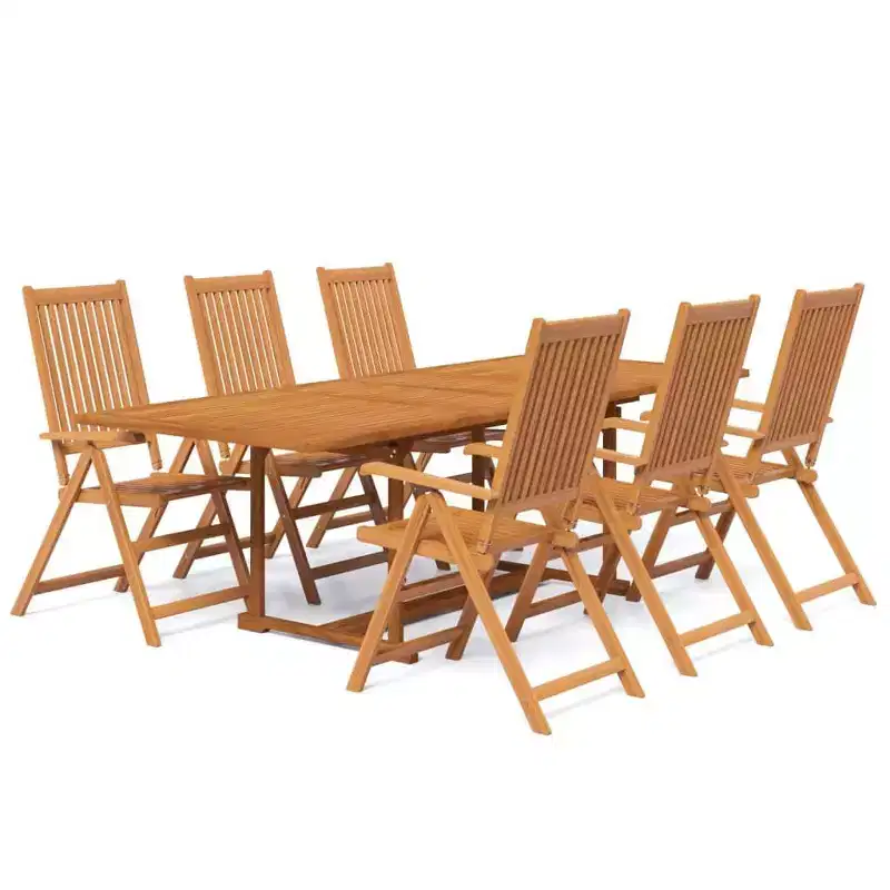 vidaXL Garden Dining Set Natural Wood Solid acacia wood Large Extendable