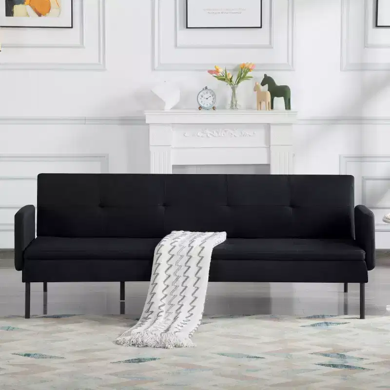 MAYEERTY 74.8 Convertible Futon Sofa Bed with 5-Position Adjustable Backrest
