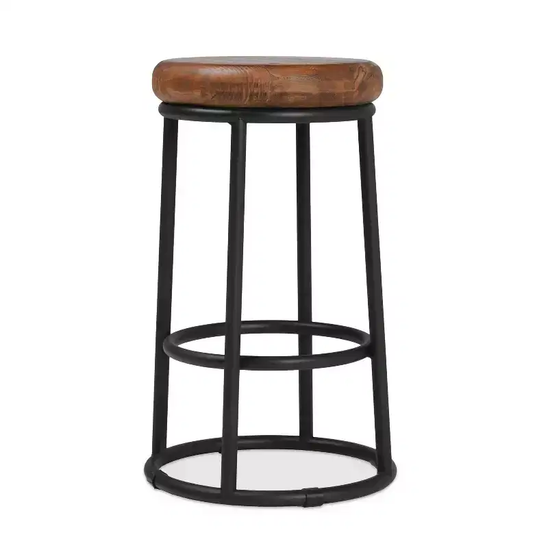 Christopher Knight Home Aurora Classic Indoor Wood and Metal 24 Counter Stool with Footrest, Brown/Black