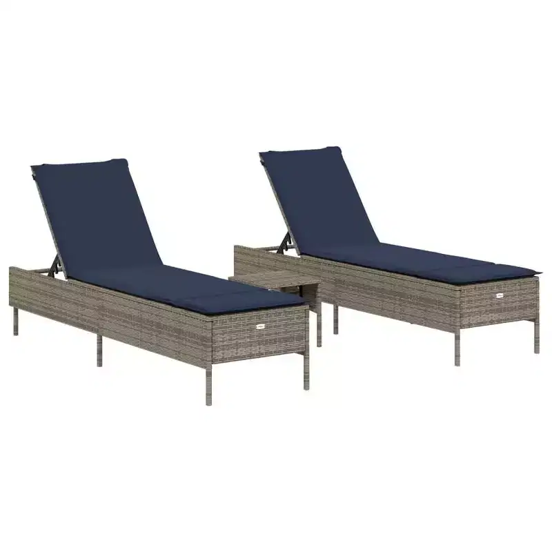 vidaXL Patio Sun Lounger Set PE rattan Extra Long Removable Covers