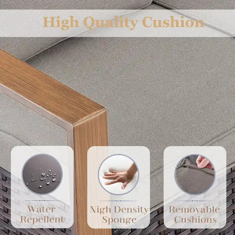 Outside Sofa Ottoman with Rocking Chairs - Brown