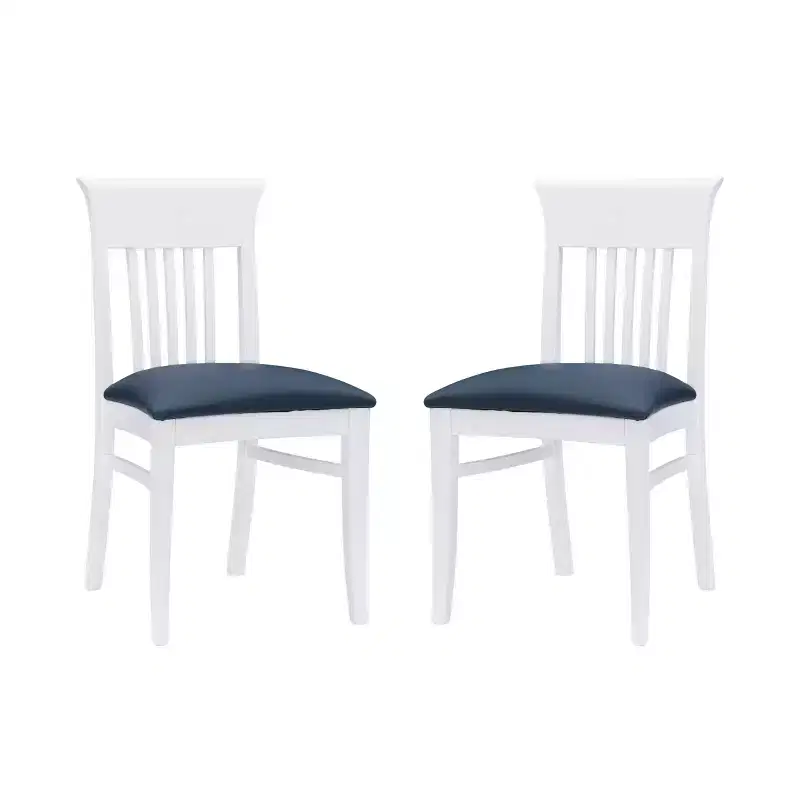 Set of 2 Jenny Slat Back Faux Leather Dining Chairs White - Linon