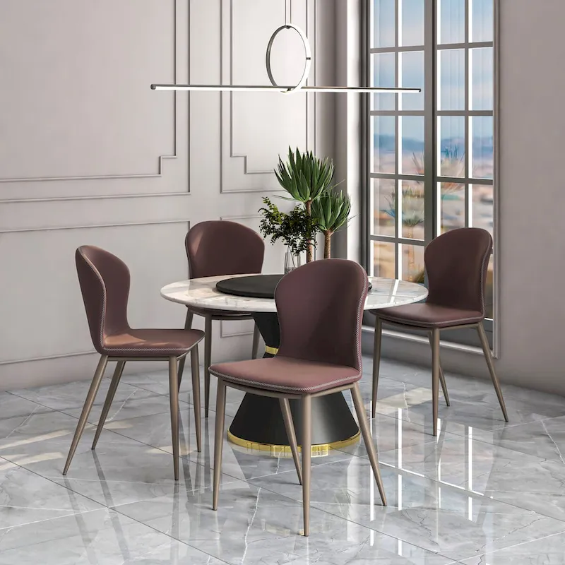 Mosaic Modern Upholstered Fabric Dining Chair with Metal Legs by LeisureMod