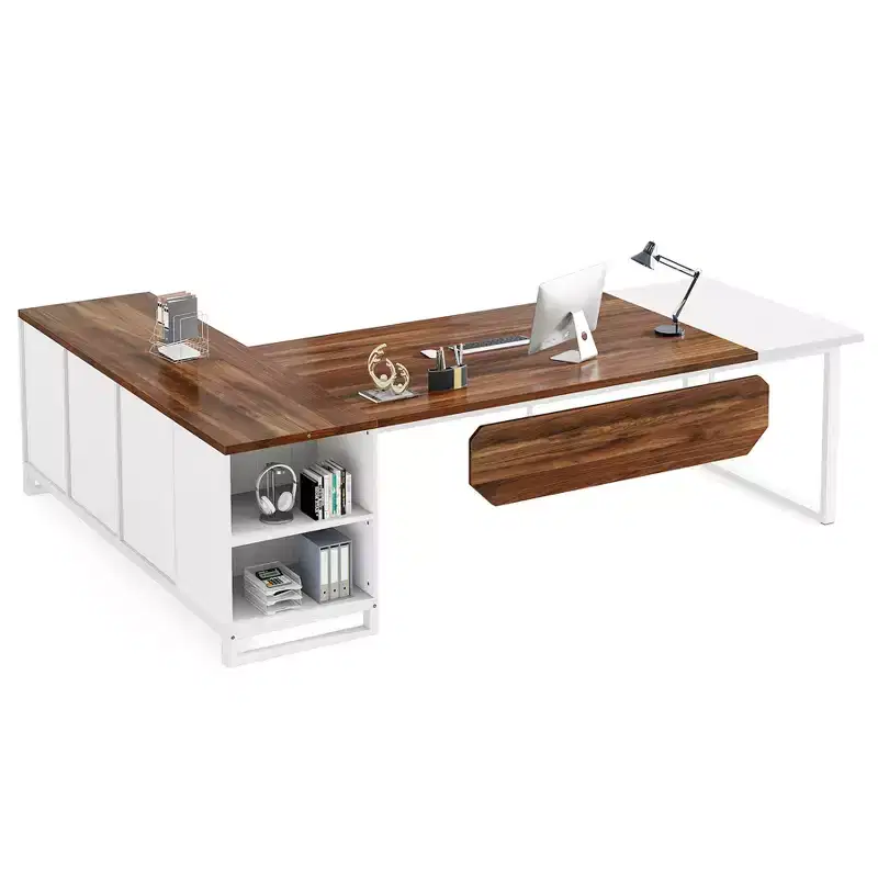 Lantine L-Shaped 70.8 Executive Computer Desk 55 File Cabinet