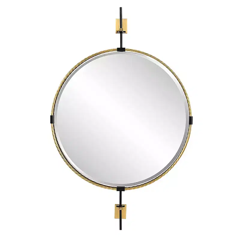 Antique Brass 31 x 47 3/4 Round Wall Mirror