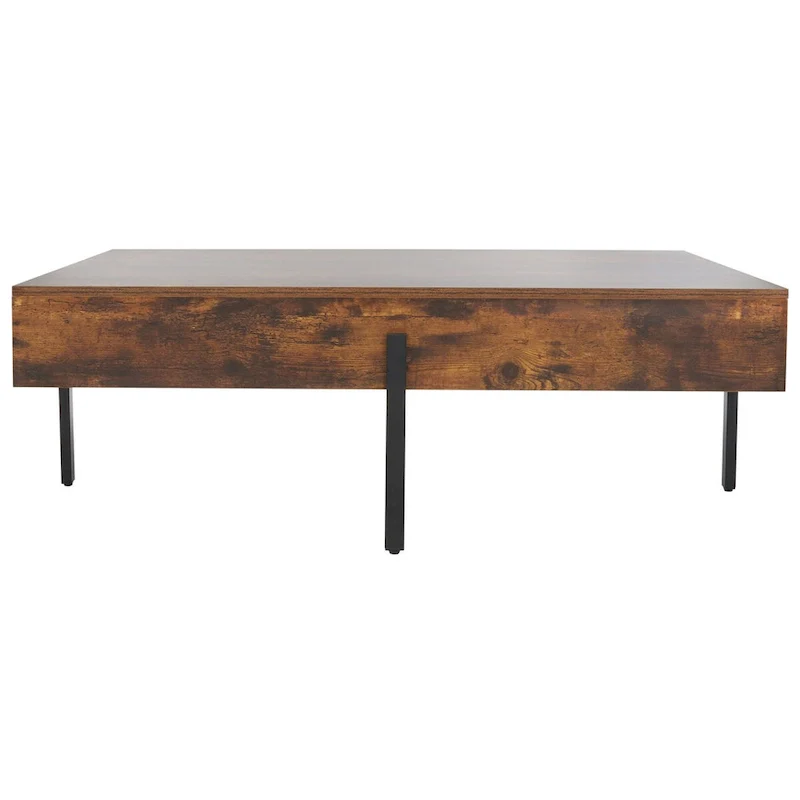 Rectangular Wood Coffee Table with Metal Legs, 47W x 30D x 16H