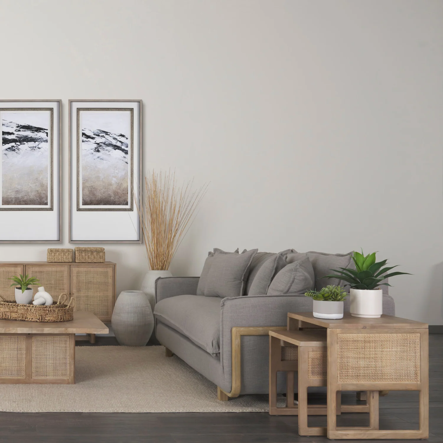 Contemporary Mango Wood Side Table with Nesting - Living Room