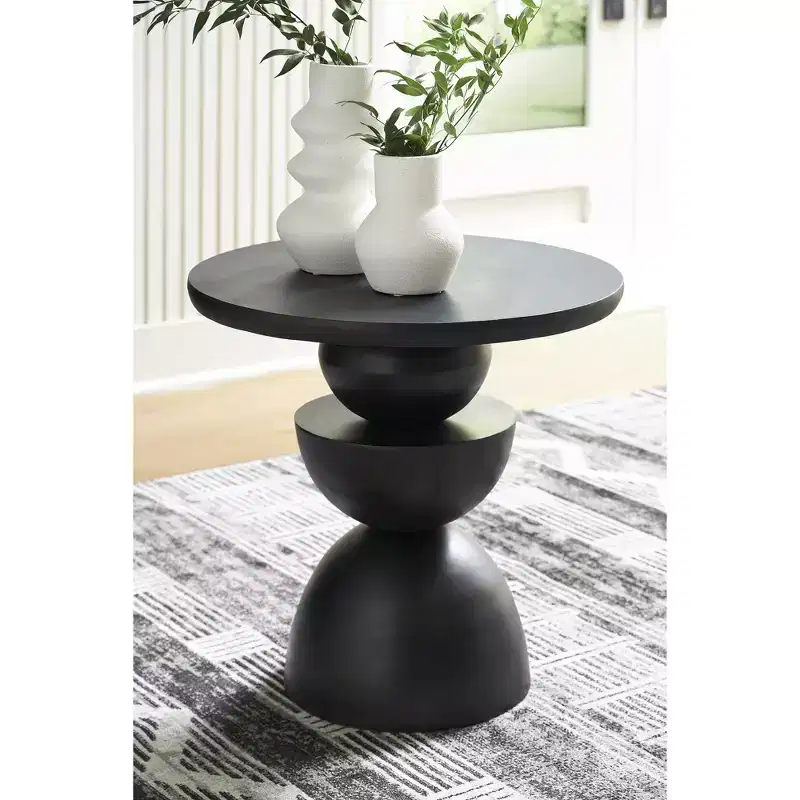 Signature Design by Ashley Kurtson Accent Table - Bronze-Tone Metal Finish, Modern Industrial Design