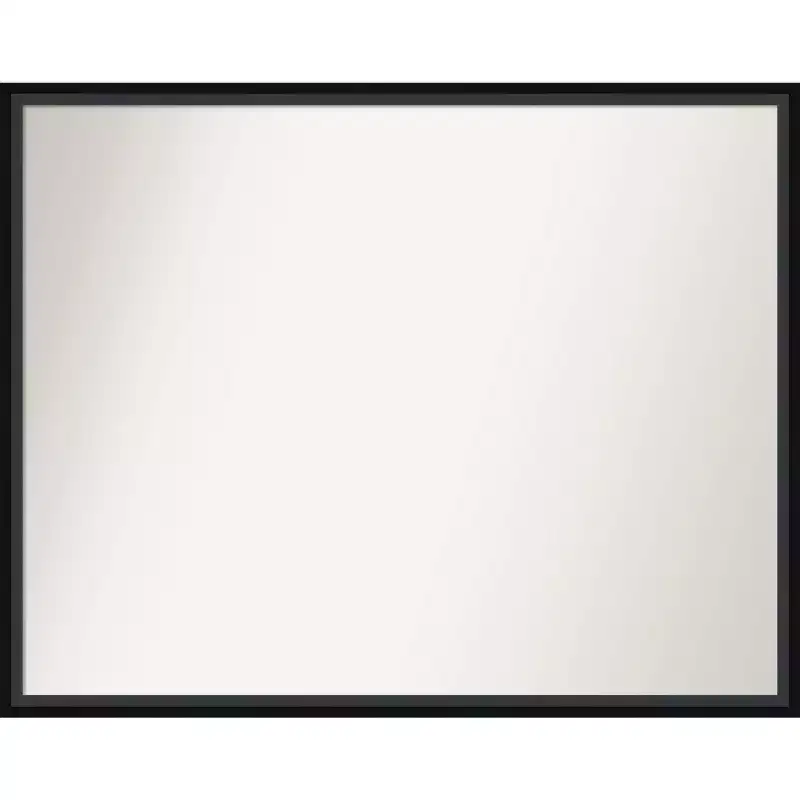 29" x 23" Non-Beveled Lucie Black Wood Wall Mirror - Amanti Art