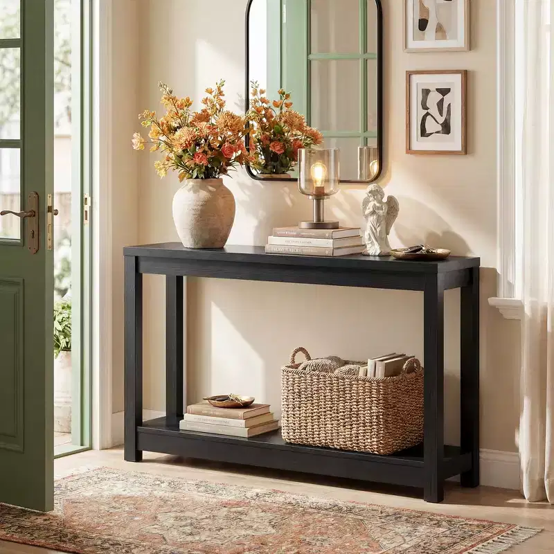 Besiost 47-In Console Table with Storage Shelf, Narrow Entryway Table Behind Sofa Table