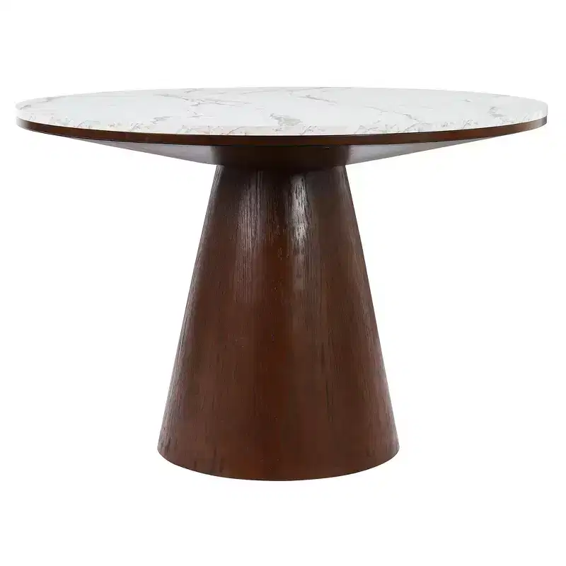 Whisen Retro Wood Top Frustum Pedestal Dining Table