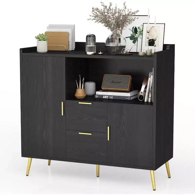 40Modern Buffet Cabinet with Drawers & Doors-Wooden Sideboard Storage with Adjustable Shelves,Coffee Bar Station for Dining Room,Kitchen,Living Room