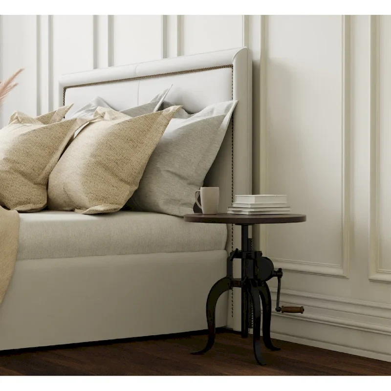 Regan Adjustable Accent Table - Chestnut Top - Black Base