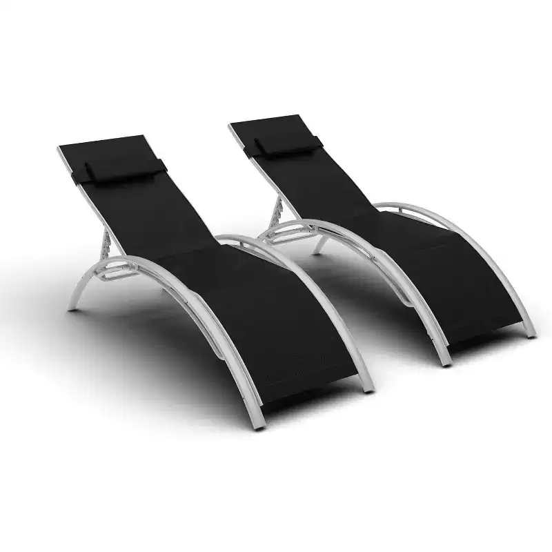Couple of Heavy-Duty Patio Chaise Lounge Chairs - Adjustable Aluminum Frame - Perfect Addition to Any Outdoor Space