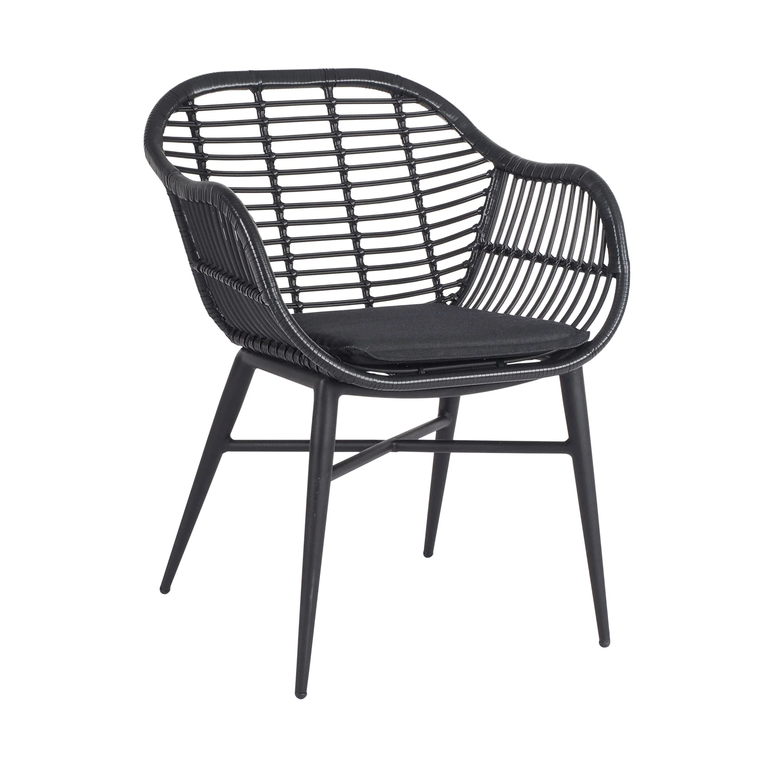 Deck Outdoor Wicker Dining Chair Matte Black