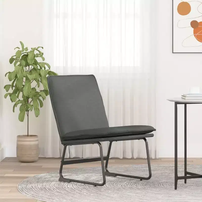XL Lounge Chair Dark Grey - Upholstered Single Accent Armless Chair for Living Room Bedroom Office