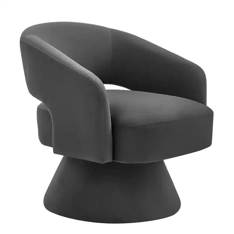 TUYOHW Modern Swivel Accent Chair with Velvet Upholstered Round Barrel Chair with Open Backrest & Armrest Comfy Chair for Bedroom, Living Room