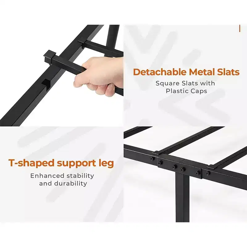 Garden Elements Luna Steel Modern Twin Bed Frame, Black Frame for Twin Size Mattress