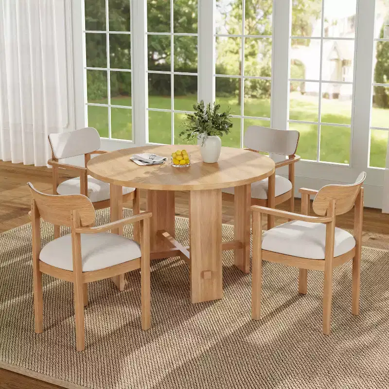 Christopher Knight Home Ylena Farmhouse Rubberwood Upholstered Dining Chairs with Curved Backrest (Set of 4)
