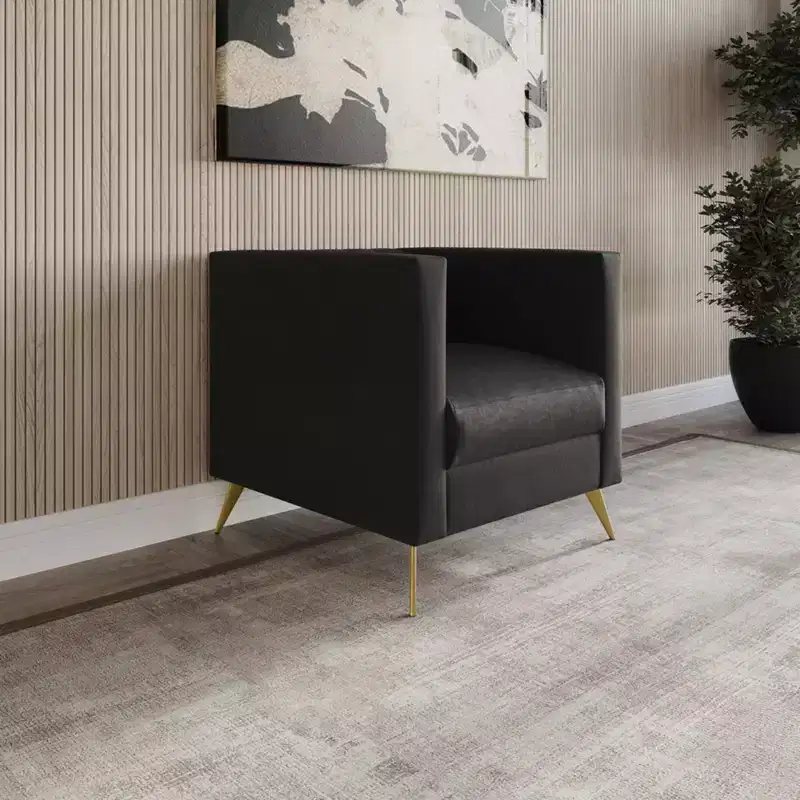Home Design Weiss Velvet Square Arm Chair