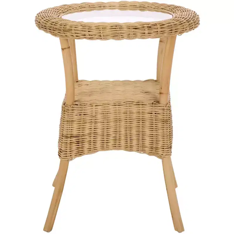 Damary Glass Top Accent Table - ACC6509 - Natural/Glass - Safavieh