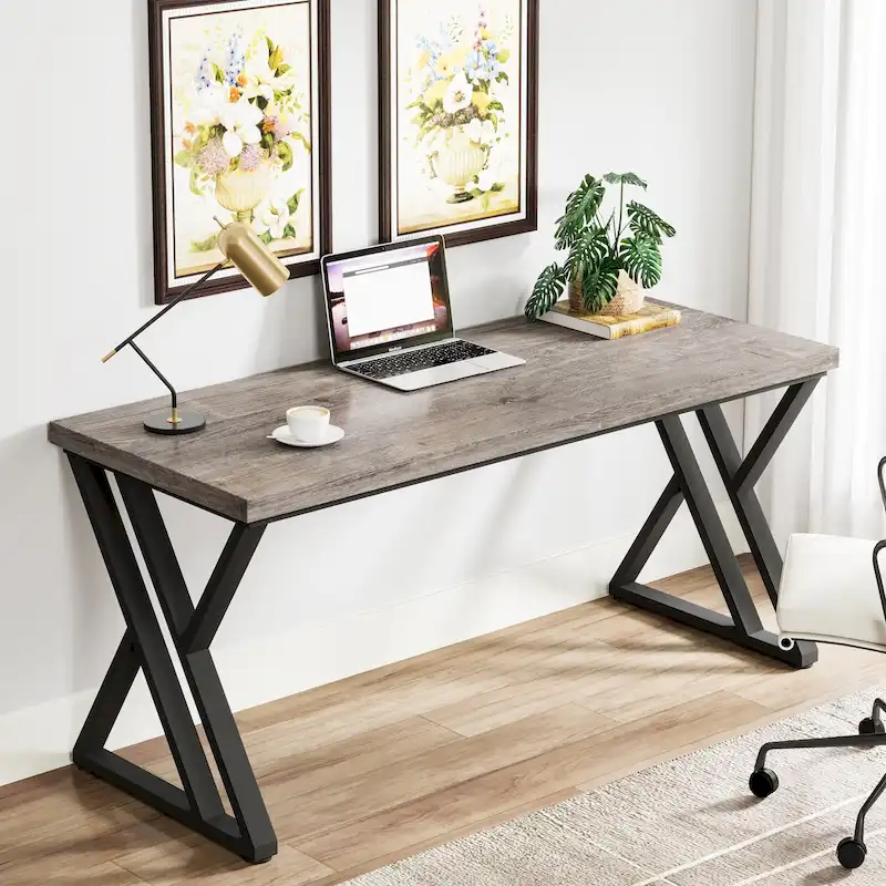 55-Inch Computer Desk with Z-Shape Metal Legs