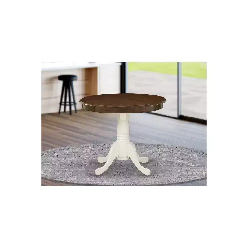 HomeStock Modern Round Table Table Top Surface and Asian Wood Dining Table Pedestal Legs