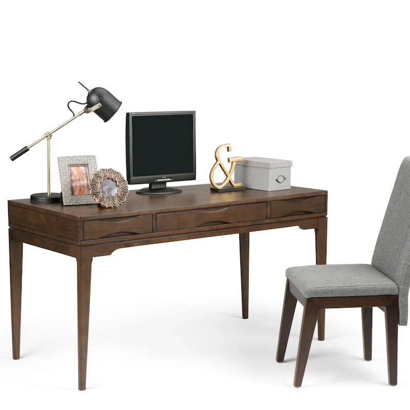 WYNDENHALL Pearson SOLID HARDWOOD Mid Century Modern 60 inch Wide Writing Office Desk
