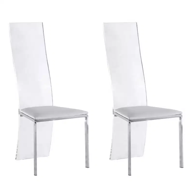 Chintaly Imports,Contemporary Acrylic High-Back Upholstered Side Chair - Set of 2
