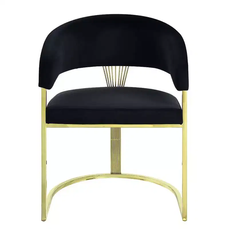 20" Accent Chair Black Velvet/Mirrored Gold - : No Assembly, Stainless Steel Frame