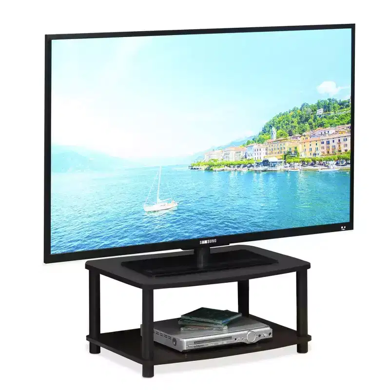 Industrial No-Tools 2-Tier Elevated TV Stand for TVs up to 25