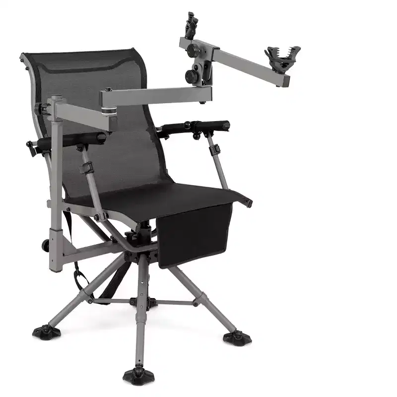 Costway Portable Hunting Chair w/360 Swivel Adjustable Legs & Armrests Holder