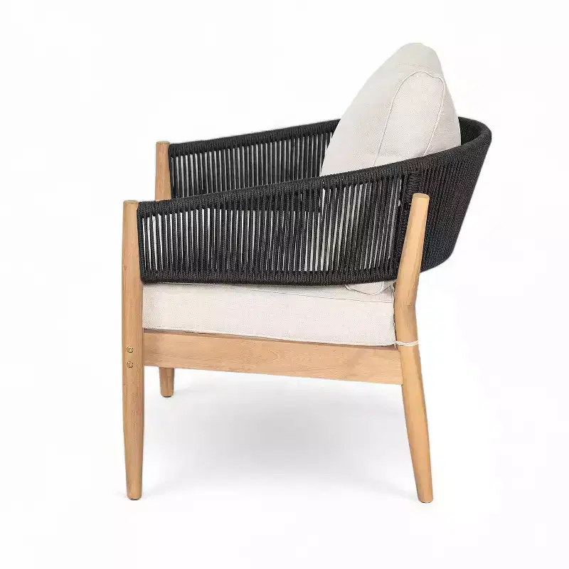 Christopher Knight Home Ryoma Modern Patio Acacia Wood Woven Rope Club Chair with Cushions (Set of 2)