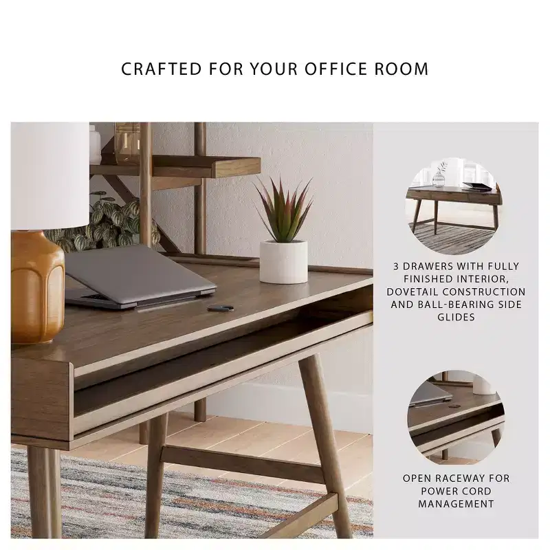 Signature Design by Ashley Lyncott 60 Mid-Century Home Office Desk, Brown