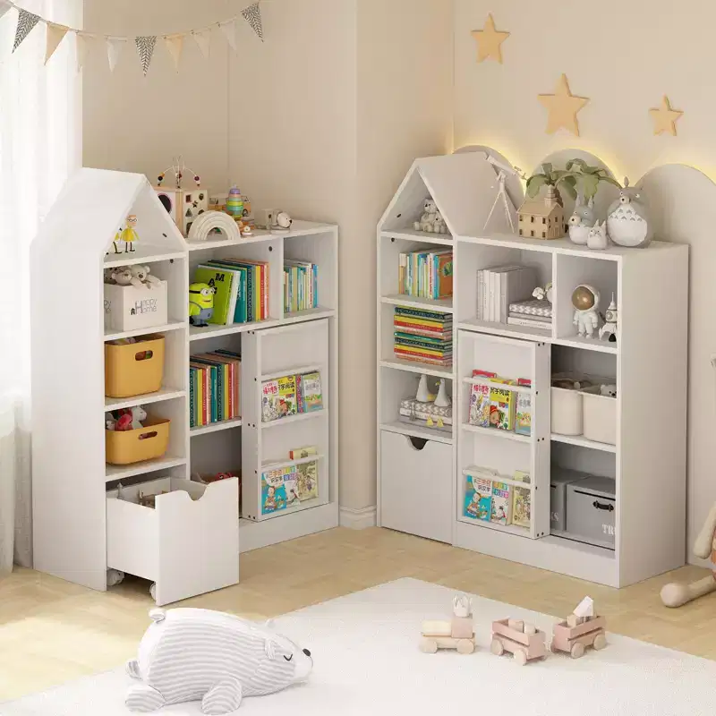 GustoWave Toy and Book Organizer for Kids, Storage Organizer with 8 Cubbies and Pull - Out Drawers, Ideal for Playrooms and Bedrooms