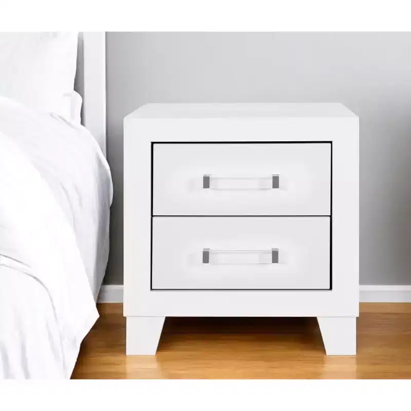 HomeRoots 22 White Two Drawer Wood Nightstand