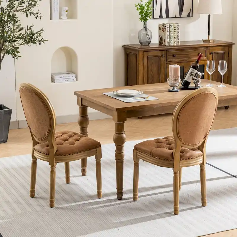 Wood Frame Dining Chair with Nailhead Trim,Set of 2