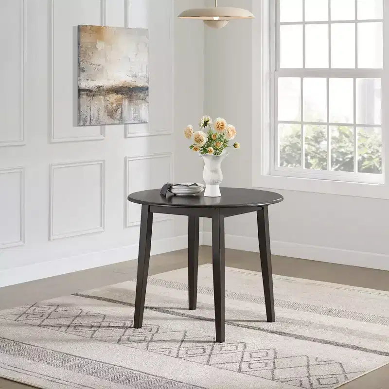 ROME + OAK Drop Leaf Table with Set of 2 X-Back Chairs, Wooden Dining Set, Brown