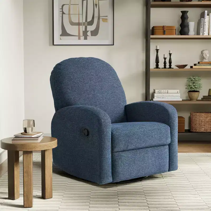 Relax-A-Lounger Martini Swivel Rocker Recliner Woven Blue