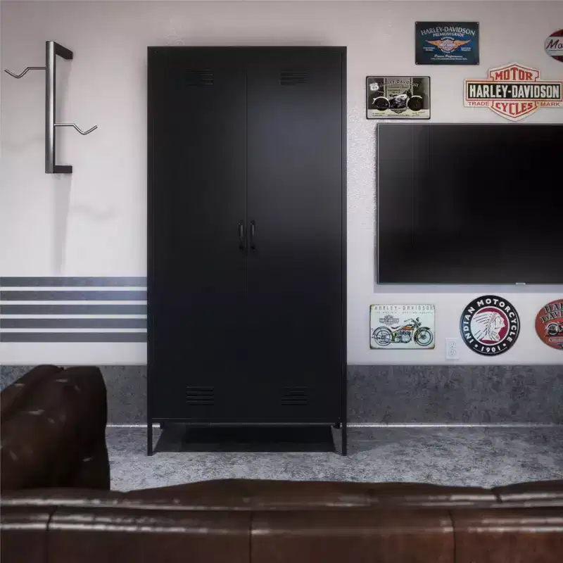 RealRooms Shadwick Tall 2 Door Closed Metal Storage Locker Cabinet