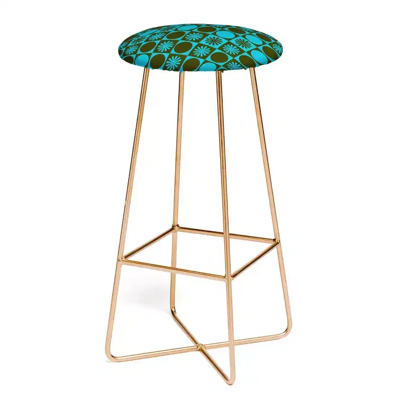 Gnome Apple Retro Checkered Pattern Muted Barstool - Deny Designs