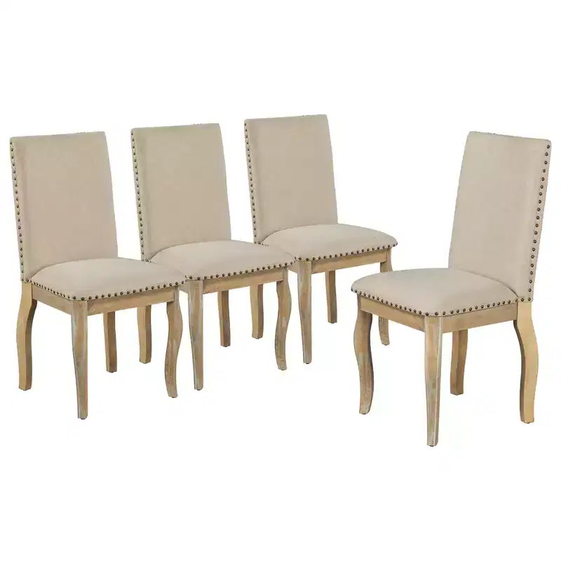 Whisen 5-Piece Farmhouse Dining Table Set with Extendable Dining Table and 4 Upholstered Dining Chairs