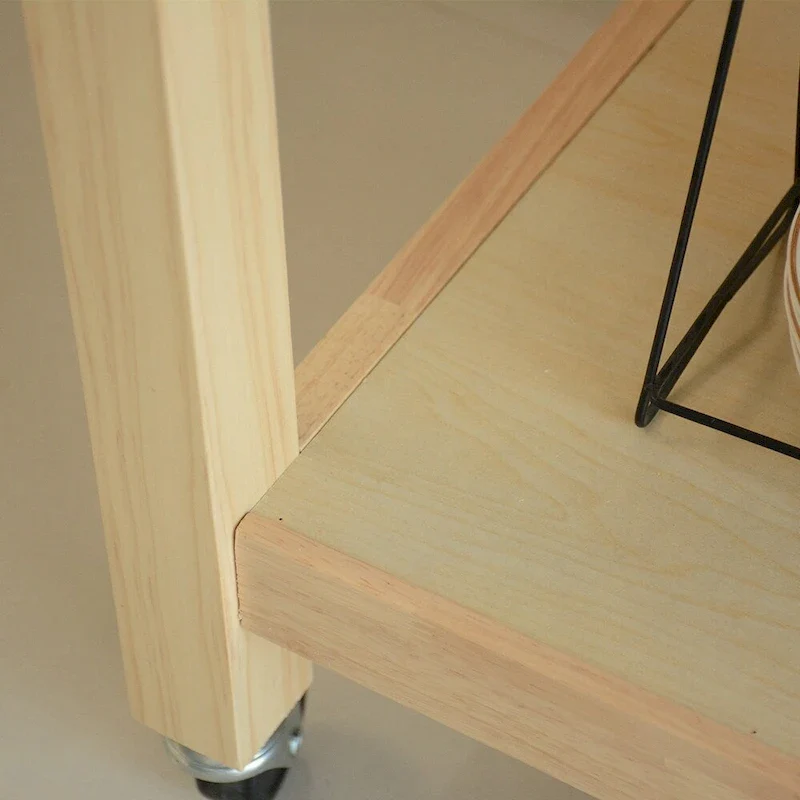 Kitchen Island & Kitchen Cart, Mobile Kitchen Island with Two Lockable Wheels, Rubber Wood Top, Simple Design