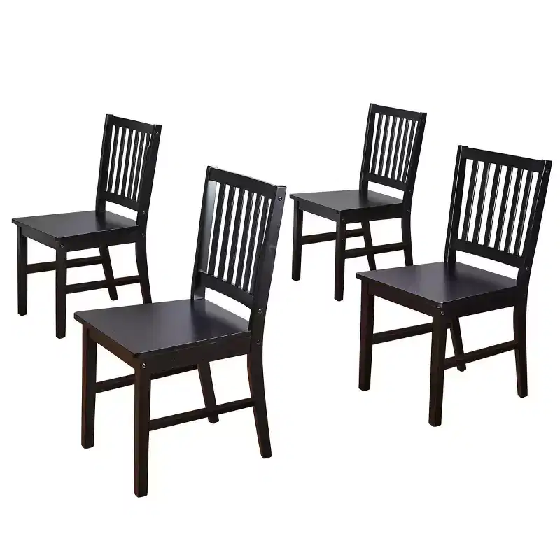 Buylateral Set of 4 Solid Wood Slat Back Dining Chairs