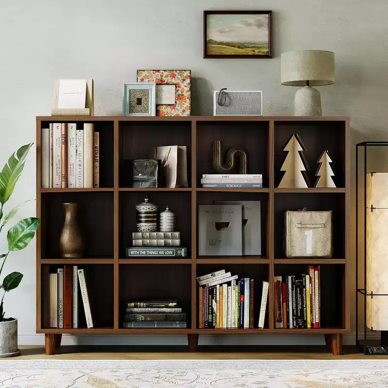 Freestanding Open Cube Bookshelf with Leg Base & Anti-Tip Kit, Modern Display Shelf