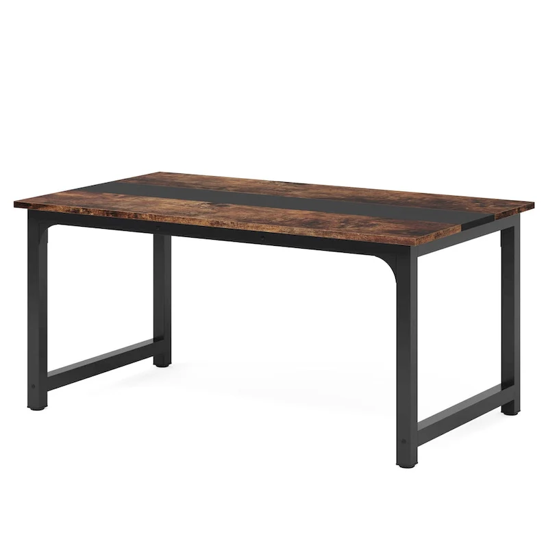 63-Inch Industrial Dining Table with Metal Frame