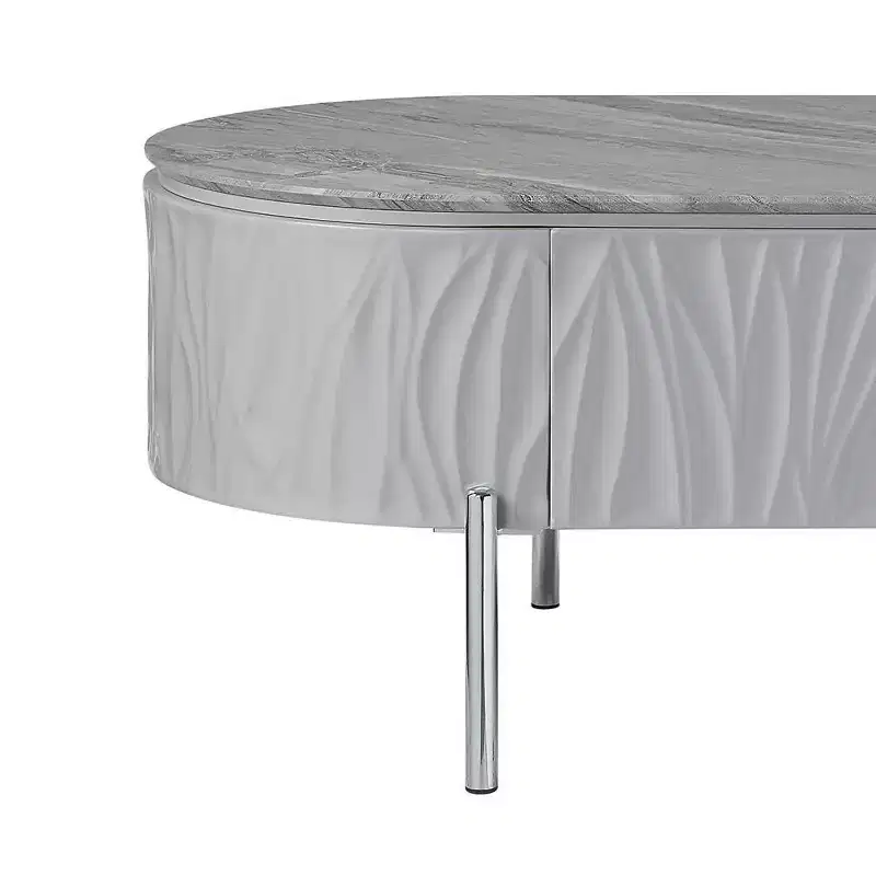 Acme Furniture Yukino Coffee Table Gray/Chrome Finish