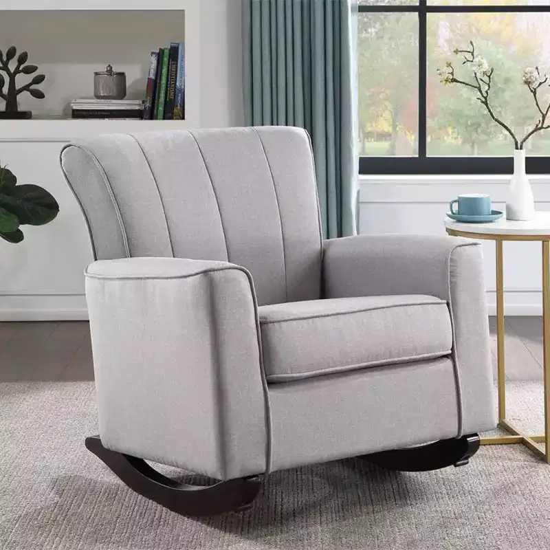 Active Sitting Rocking Chair, Light Gray Linen